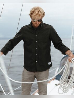 Anián Olive Green Melton Wool Shirt Size Medium